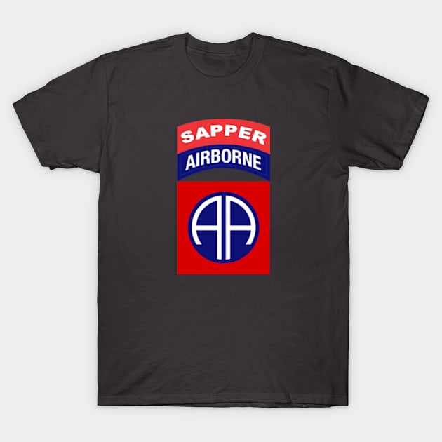 82nd Airborne Sapper Tab - Full Chest T-Shirt by Desert Owl Designs